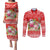 Personalised Hawaii Mele Kalikimaka Couples Matching Puletasi Dress and Long Sleeve Button Shirt Santa Beach Merry Christmas LT9 Red - Polynesian Pride