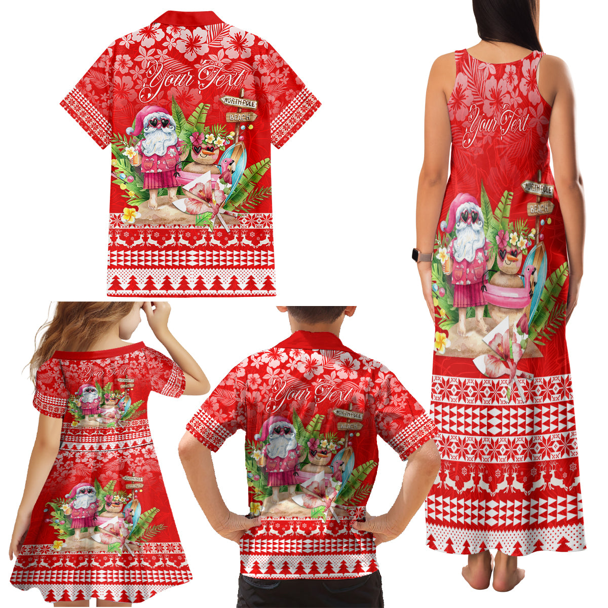 Personalised Hawaii Mele Kalikimaka Family Matching Tank Maxi Dress and Hawaiian Shirt Santa Beach Merry Christmas LT9 - Polynesian Pride