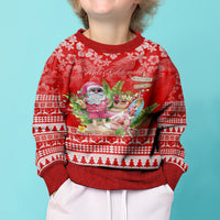 Personalised Hawaii Mele Kalikimaka Kid Ugly Christmas Sweater Santa Beach Merry Christmas LT9 - Polynesian Pride
