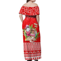 Personalised Hawaii Mele Kalikimaka Off Shoulder Maxi Dress Santa Beach Merry Christmas LT9 - Polynesian Pride