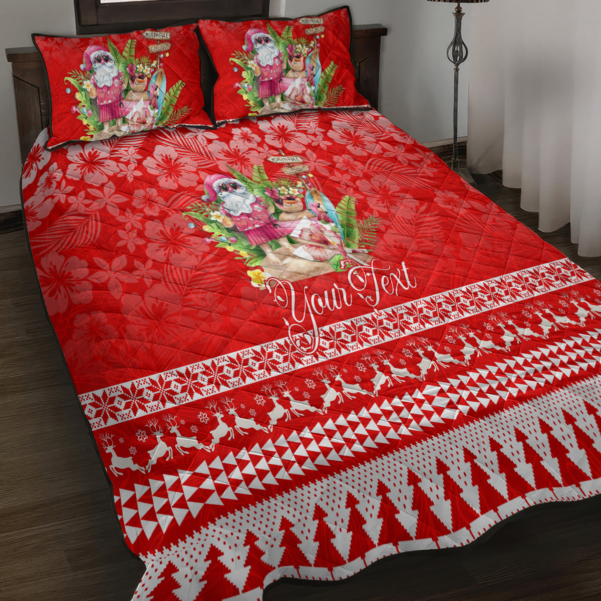 Personalised Hawaii Mele Kalikimaka Quilt Bed Set Santa Beach Merry Christmas LT9 - Polynesian Pride