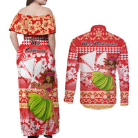 Hawaii Mele Kalikimaka Couples Matching Off Shoulder Maxi Dress and Long Sleeve Button Shirt Santa Claus and Hula Dancing Merry Christmas LT9 - Polynesian Pride