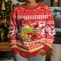 Hawaii Mele Kalikimaka Kid Ugly Christmas Sweater Santa Claus and Hula Dancing Merry Christmas LT9 - Polynesian Pride
