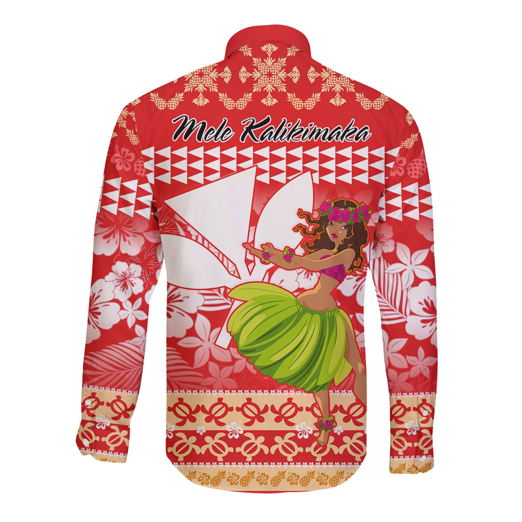 Hawaii Mele Kalikimaka Long Sleeve Button Shirt Santa Claus and