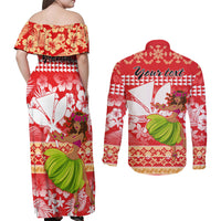 Personalised Hawaii Mele Kalikimaka Couples Matching Off Shoulder Maxi Dress and Long Sleeve Button Shirt Santa Claus and Hula Dancing Merry Christmas LT9 - Polynesian Pride