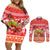 Personalised Hawaii Mele Kalikimaka Couples Matching Off Shoulder Short Dress and Long Sleeve Button Shirt Santa Claus and Hula Dancing Merry Christmas LT9 Red - Polynesian Pride