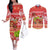 Personalised Hawaii Mele Kalikimaka Couples Matching Off The Shoulder Long Sleeve Dress and Long Sleeve Button Shirt Santa Claus and Hula Dancing Merry Christmas LT9 Red - Polynesian Pride