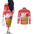 Personalised Hawaii Mele Kalikimaka Couples Matching Off The Shoulder Long Sleeve Dress and Long Sleeve Button Shirt Santa Claus and Hula Dancing Merry Christmas LT9 - Polynesian Pride