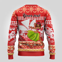 Personalised Hawaii Mele Kalikimaka Ugly Christmas Sweater Santa Claus and Hula Dancing Merry Christmas LT9 - Polynesian Pride