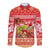 Personalised Hawaii Mele Kalikimaka Long Sleeve Button Shirt Santa Claus and Hula Dancing Merry Christmas LT9 Unisex Red - Polynesian Pride