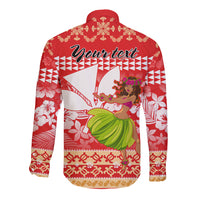 Personalised Hawaii Mele Kalikimaka Long Sleeve Button Shirt Santa Claus and Hula Dancing Merry Christmas LT9 - Polynesian Pride