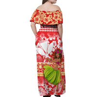 Personalised Hawaii Mele Kalikimaka Off Shoulder Maxi Dress Santa Claus and Hula Dancing Merry Christmas LT9 - Polynesian Pride