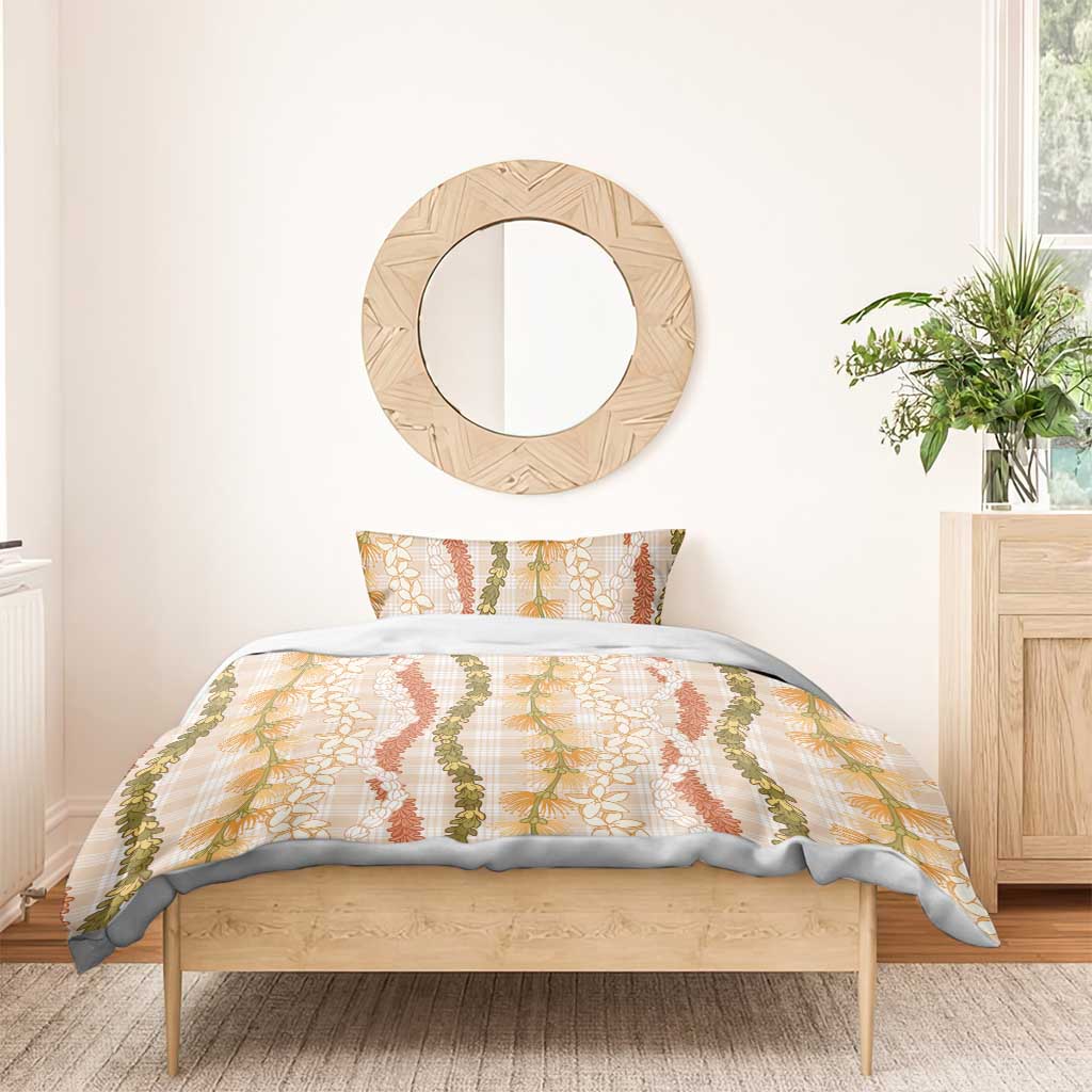 Hawaiian Ohia Lehua Lei Bedding Set Plaid Palaka Ahiehie Pattern - Polynesian Pride