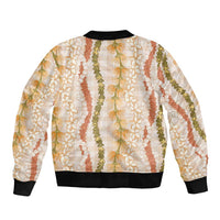 Hawaiian Ohia Lehua Lei Bomber Jacket Plaid Palaka Ahiehie Pattern - Polynesian Pride