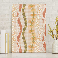 Hawaiian Ohia Lehua Lei Canvas Wall Art Plaid Palaka Ahiehie Pattern - Polynesian Pride