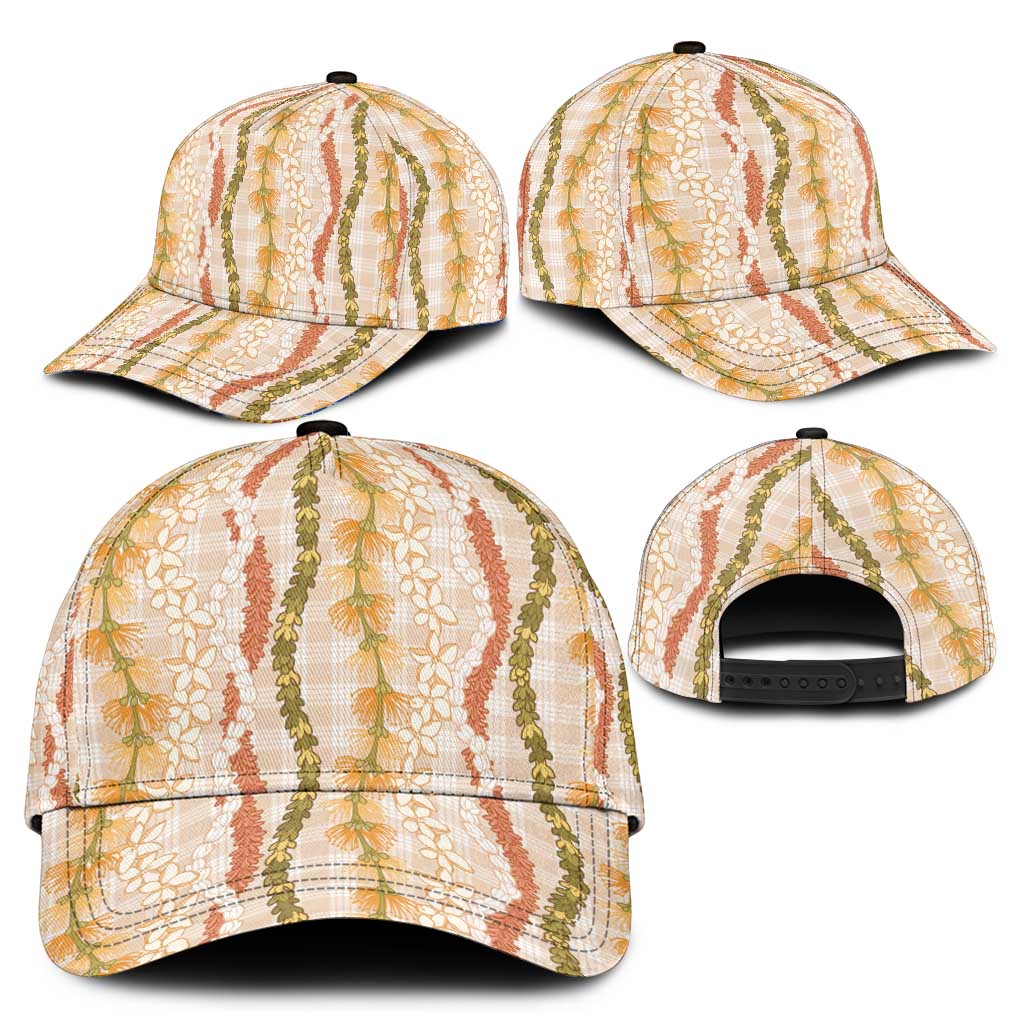Hawaiian Ohia Lehua Lei Classic Cap Plaid Palaka Ahiehie Pattern - Polynesian Pride