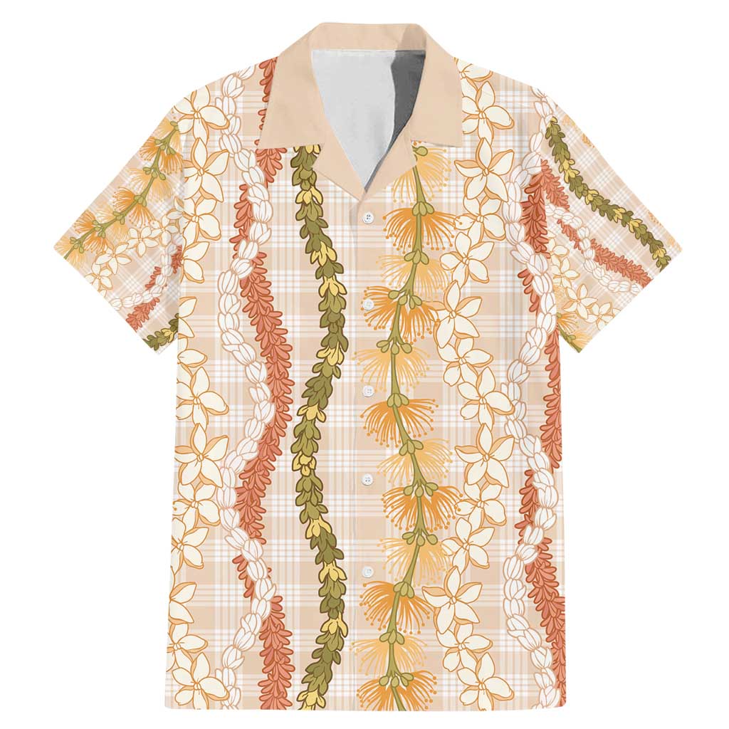 Hawaiian Ohia Lehua Lei Family Matching Mermaid Dress and Hawaiian Shirt Plaid Palaka Ahiehie Pattern - Polynesian Pride