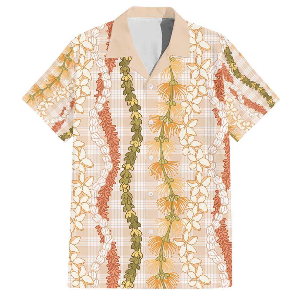 Hawaiian Ohia Lehua Lei Family Matching Puletasi and Hawaiian Shirt Plaid Palaka Ahiehie Pattern - Polynesian Pride