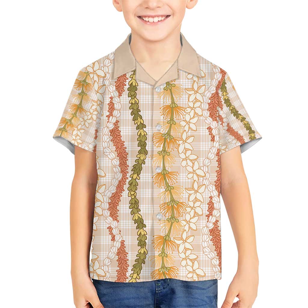 Hawaiian Ohia Lehua Lei Family Matching Tank Maxi Dress and Hawaiian Shirt Plaid Palaka Ahiehie Pattern - Polynesian Pride