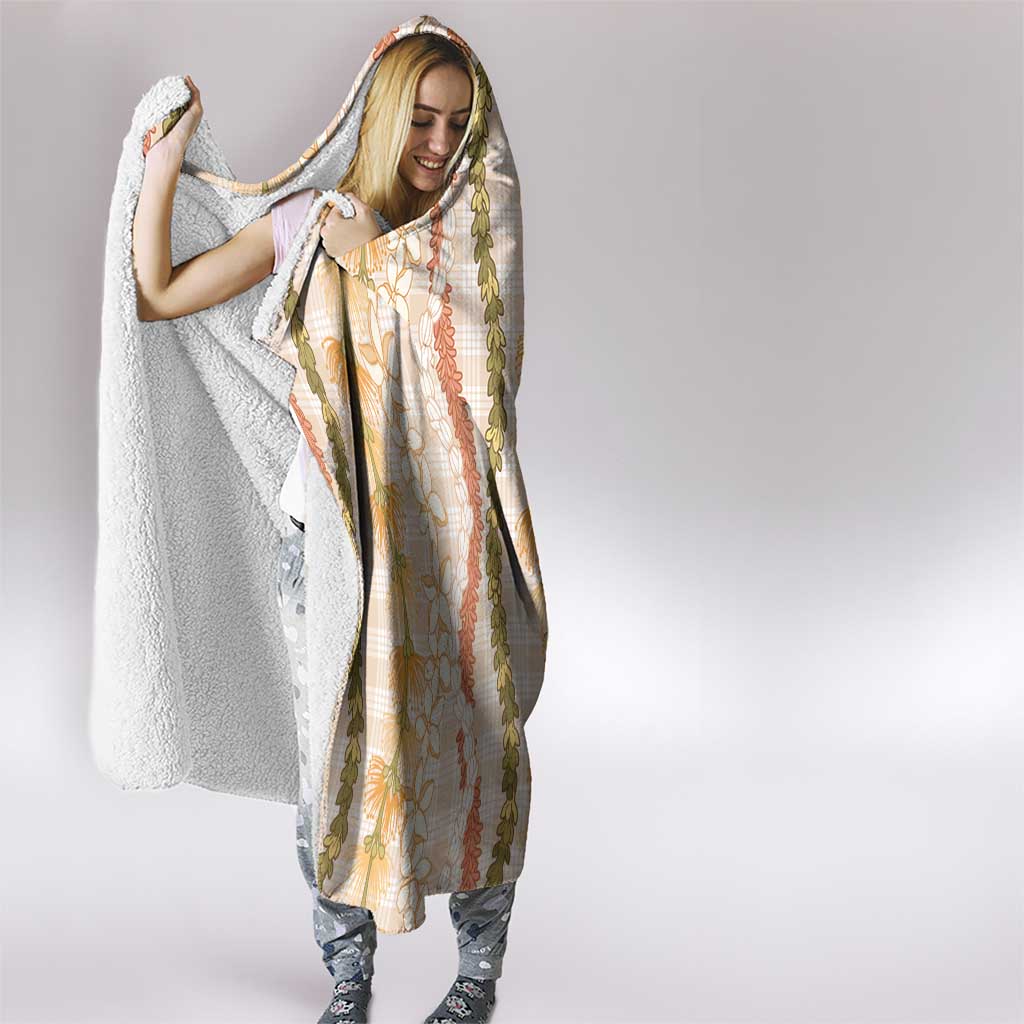 Hawaiian Ohia Lehua Lei Hooded Blanket Plaid Palaka Ahiehie Pattern - Polynesian Pride
