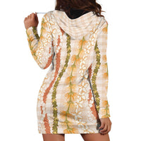 Hawaiian Ohia Lehua Lei Hoodie Dress Plaid Palaka Ahiehie Pattern - Polynesian Pride