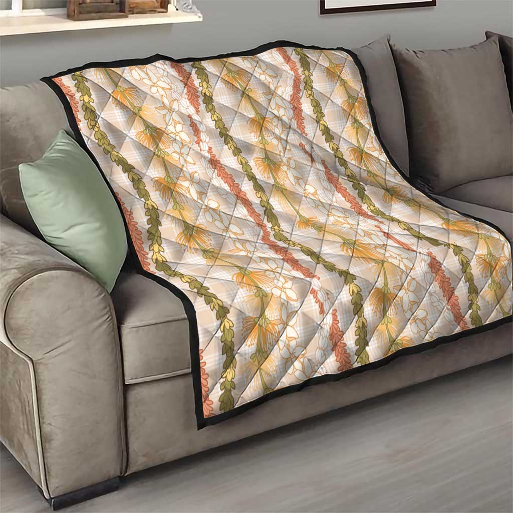 Hawaiian Ohia Lehua Lei Quilt Plaid Palaka Ahiehie Pattern - Polynesian Pride