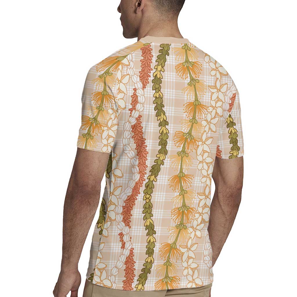 Hawaiian Ohia Lehua Lei Rugby Jersey Plaid Palaka Ahiehie Pattern - Polynesian Pride