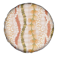 Hawaiian Ohia Lehua Lei Spare Tire Cover Plaid Palaka Ahiehie Pattern - Polynesian Pride