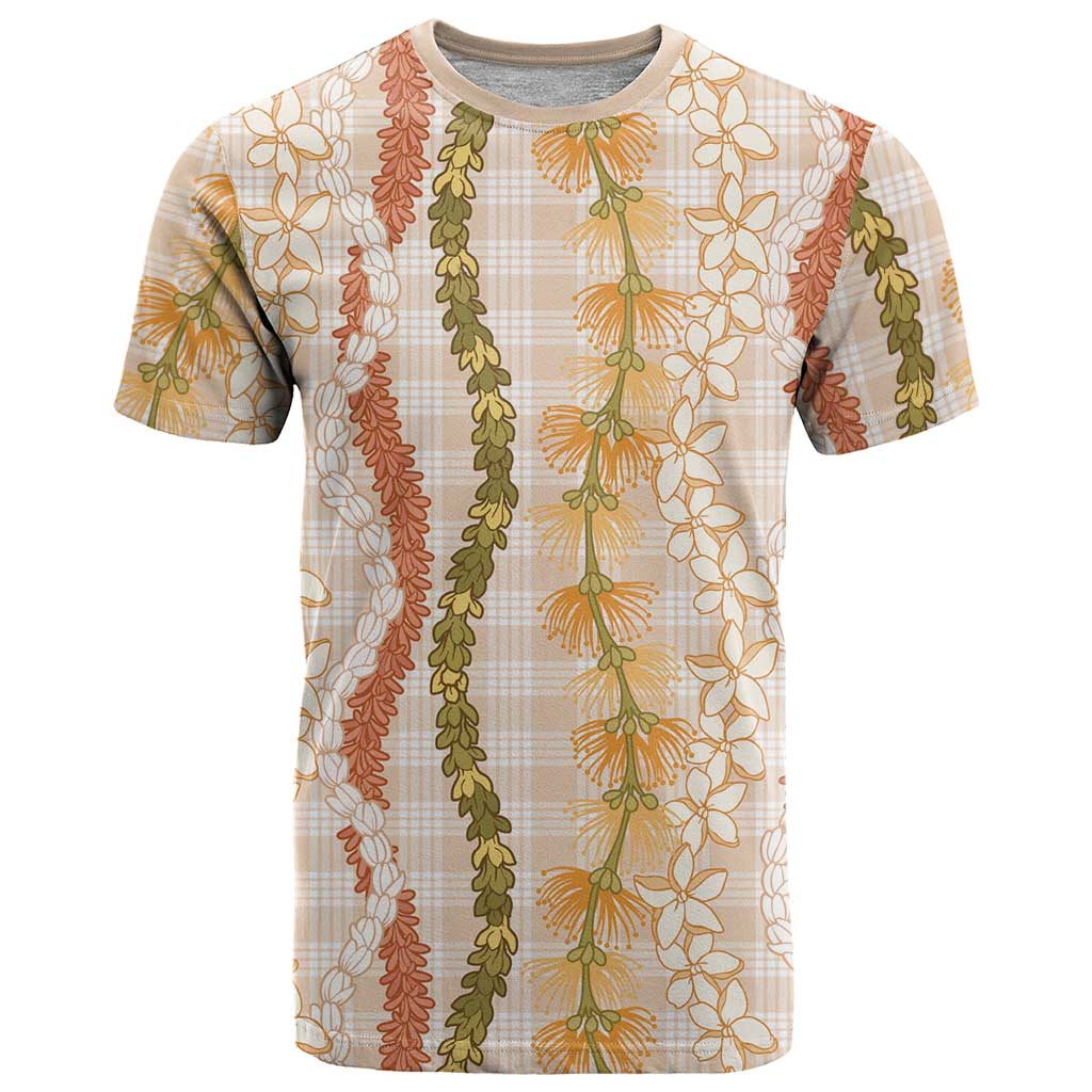 Hawaiian Ohia Lehua Lei T Shirt Plaid Palaka Ahiehie Pattern - Polynesian Pride