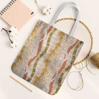 Hawaiian Ohia Lehua Lei Tote Bag Plaid Palaka Ahiehie Pattern - Polynesian Pride