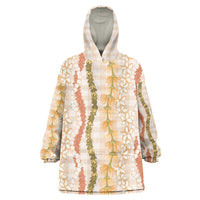 Hawaiian Ohia Lehua Lei Wearable Blanket Hoodie Plaid Palaka Ahiehie Pattern - Polynesian Pride
