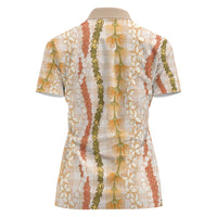 Hawaiian Ohia Lehua Lei Women Polo Shirt Plaid Palaka Ahiehie Pattern - Polynesian Pride