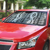 Hawaiian Ohia Lehua Lei Auto Sun Shade Plaid Palaka Eleele Pattern - Polynesian Pride