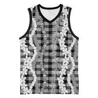 Hawaiian Ohia Lehua Lei Basketball Jersey Plaid Palaka Eleele Pattern - Polynesian Pride