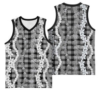 Hawaiian Ohia Lehua Lei Basketball Jersey Plaid Palaka Eleele Pattern - Polynesian Pride