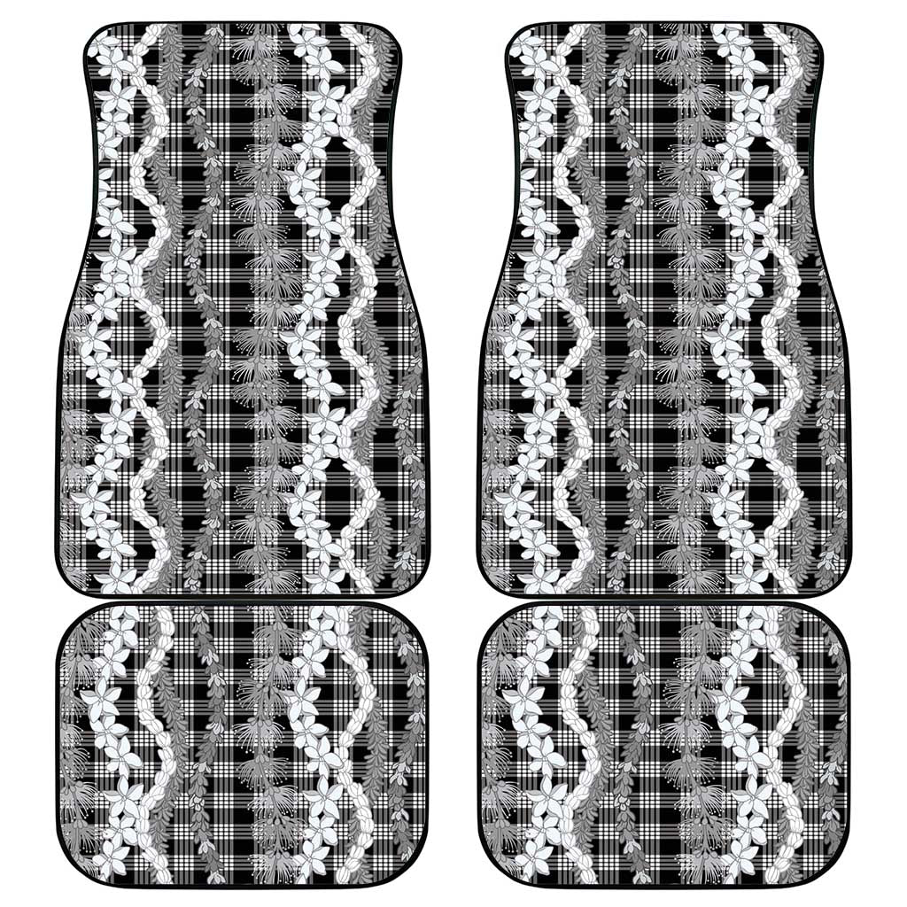 Hawaiian Ohia Lehua Lei Car Mats Plaid Palaka Eleele Pattern - Polynesian Pride