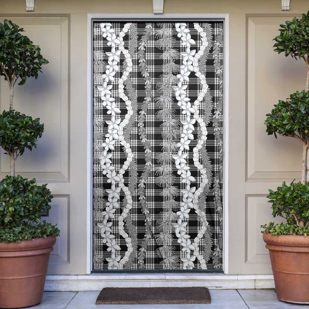 Hawaiian Ohia Lehua Lei Door Cover Plaid Palaka Eleele Pattern - Polynesian Pride
