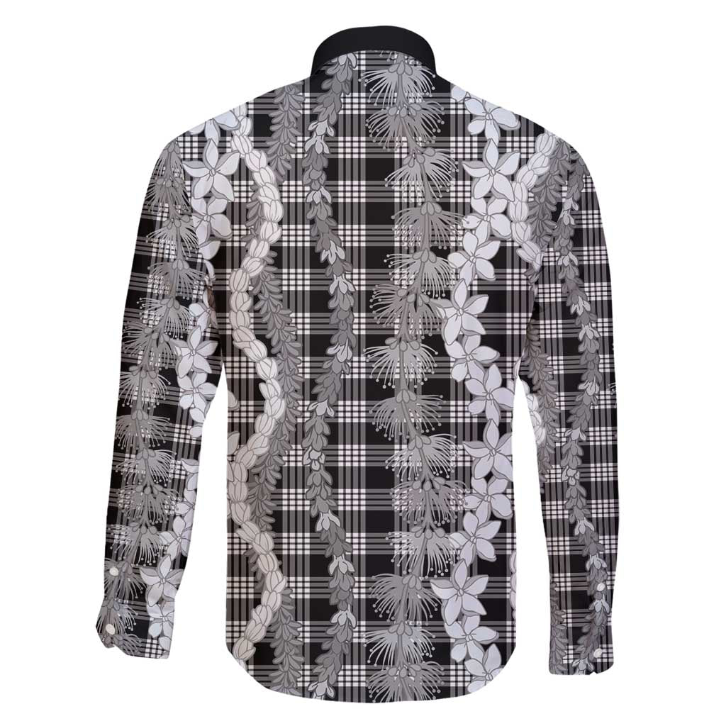 Hawaiian Ohia Lehua Lei Family Matching Puletasi and Hawaiian Shirt Plaid Palaka Eleele Pattern - Polynesian Pride