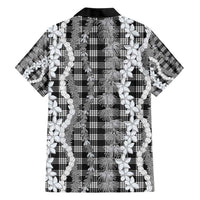 Hawaiian Ohia Lehua Lei Family Matching Short Sleeve Bodycon Dress and Hawaiian Shirt Plaid Palaka Eleele Pattern - Polynesian Pride