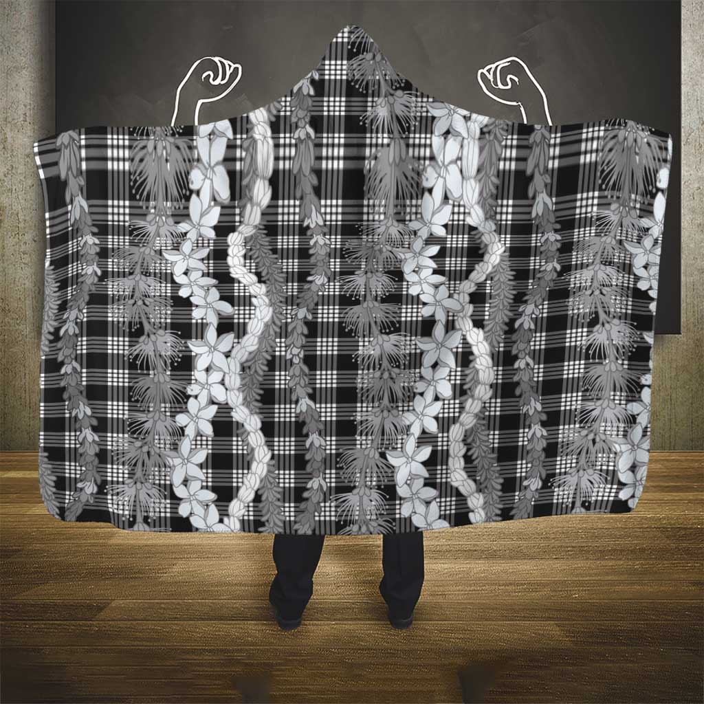 Hawaiian Ohia Lehua Lei Hooded Blanket Plaid Palaka Eleele Pattern - Polynesian Pride