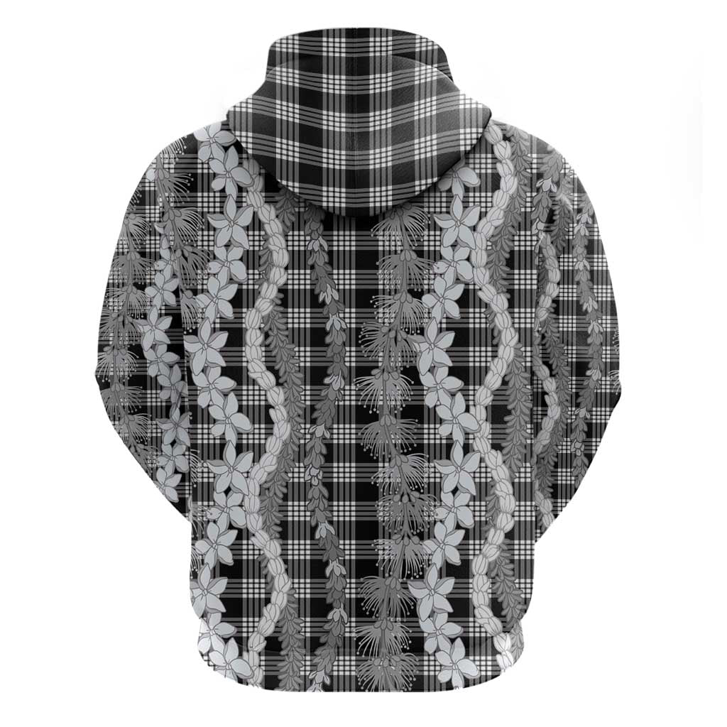 Hawaiian Ohia Lehua Lei Hoodie Plaid Palaka Eleele Pattern - Polynesian Pride