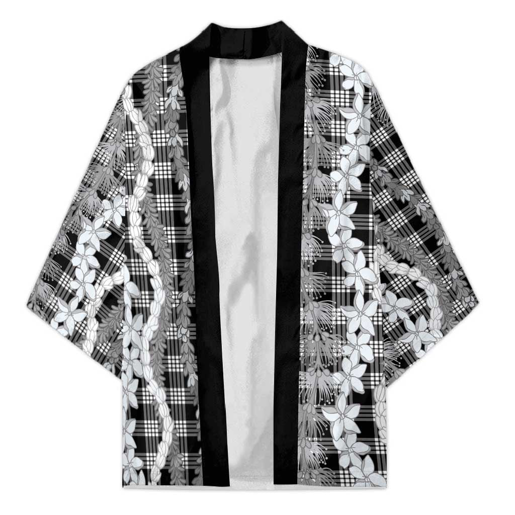 Hawaiian Ohia Lehua Lei Kimono Plaid Palaka Eleele Pattern LT9 Unisex Black - Polynesian Pride