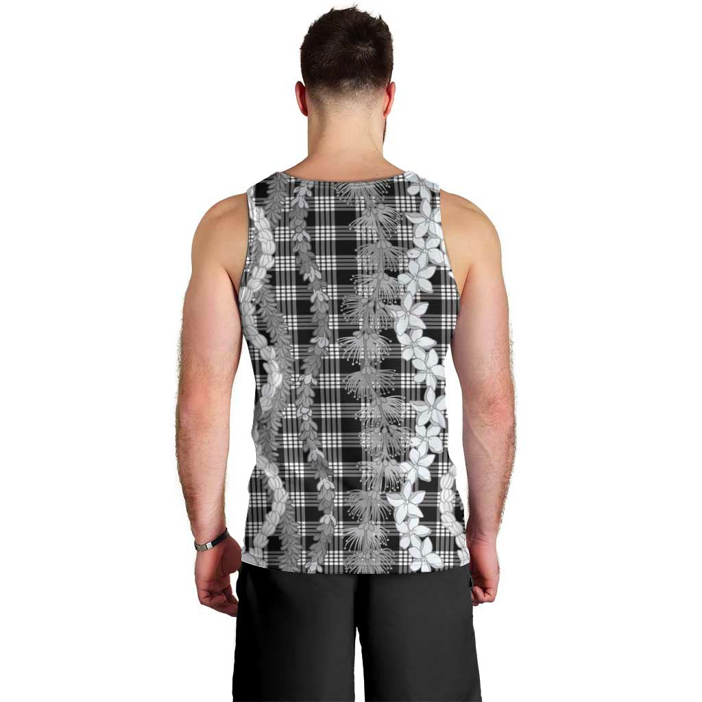 Hawaiian Ohia Lehua Lei Men Tank Top Plaid Palaka Eleele Pattern - Polynesian Pride