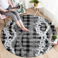 Hawaiian Ohia Lehua Lei Round Carpet Plaid Palaka Eleele Pattern - Polynesian Pride
