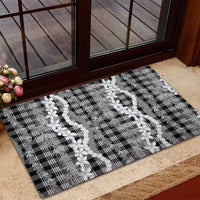 Hawaiian Ohia Lehua Lei Rubber Doormat Plaid Palaka Eleele Pattern - Polynesian Pride