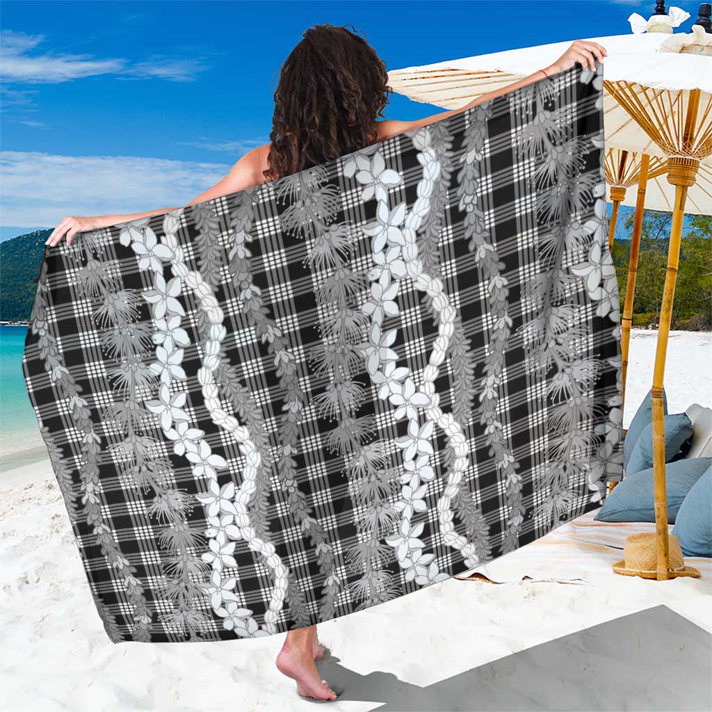 Hawaiian Ohia Lehua Lei Sarong Plaid Palaka Eleele Pattern LT9 One Size 44 x 66 inches Black - Polynesian Pride