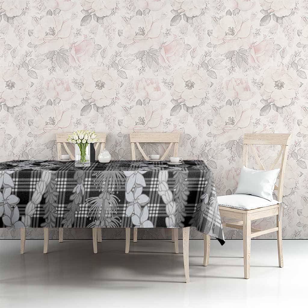 Hawaiian Ohia Lehua Lei Tablecloth Plaid Palaka Eleele Pattern - Polynesian Pride