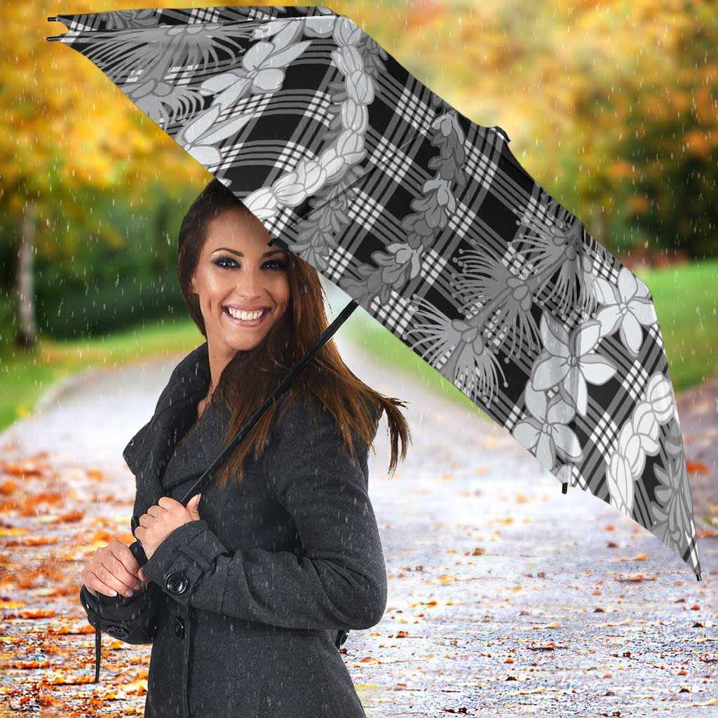 Hawaiian Ohia Lehua Lei Umbrella Plaid Palaka Eleele Pattern - Polynesian Pride
