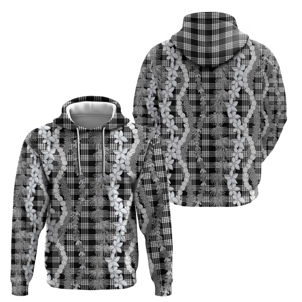 Hawaiian Ohia Lehua Lei Zip Hoodie Plaid Palaka Eleele Pattern - Polynesian Pride