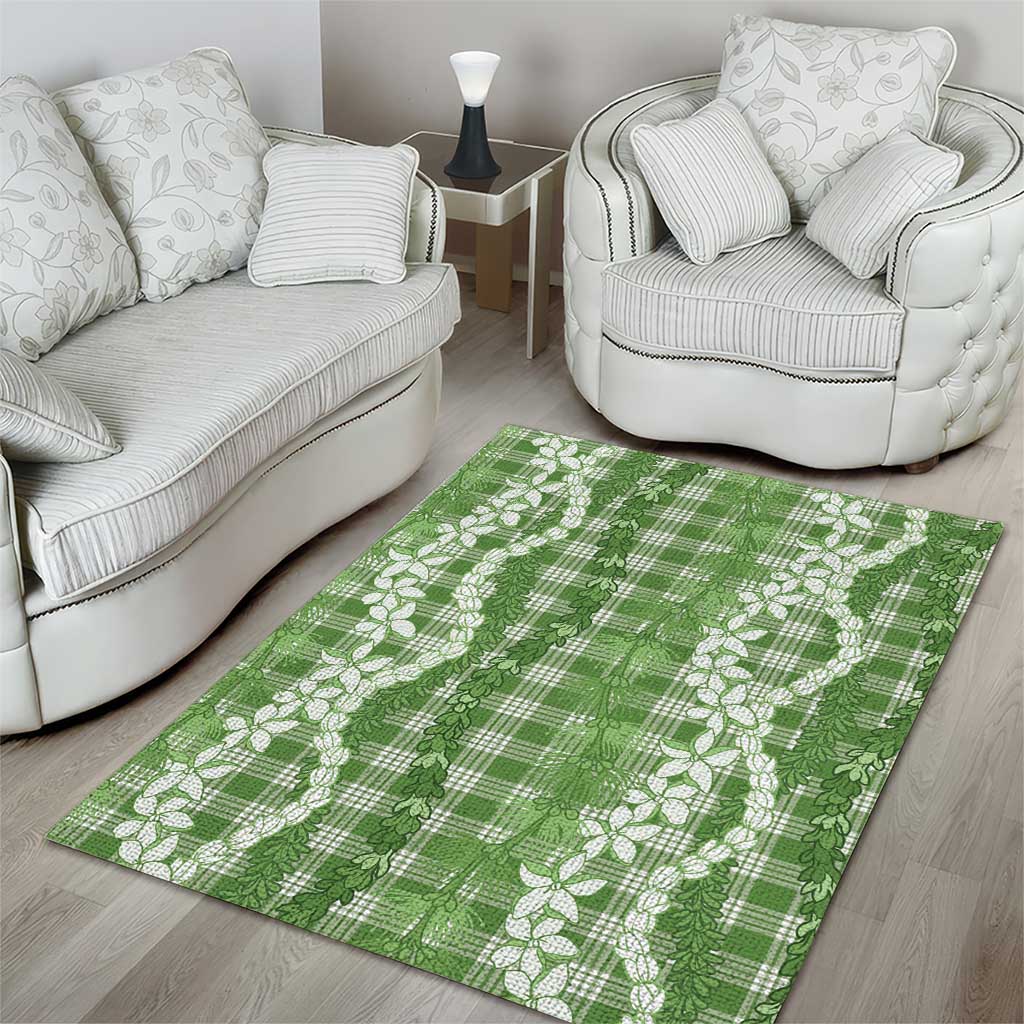 Hawaiian Ohia Lehua Lei Area Rug Plaid Palaka Omaomao Pattern - Polynesian Pride